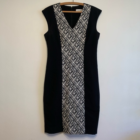 Calvin Klein Black Geometric Dress, Size 4 - Picture 1 of 5